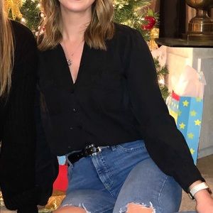 A&F Distressed Button Down Shirt